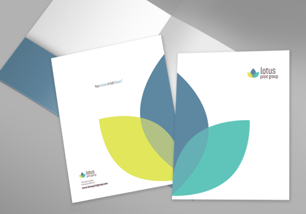 Lotus Print Group branding and print collateral